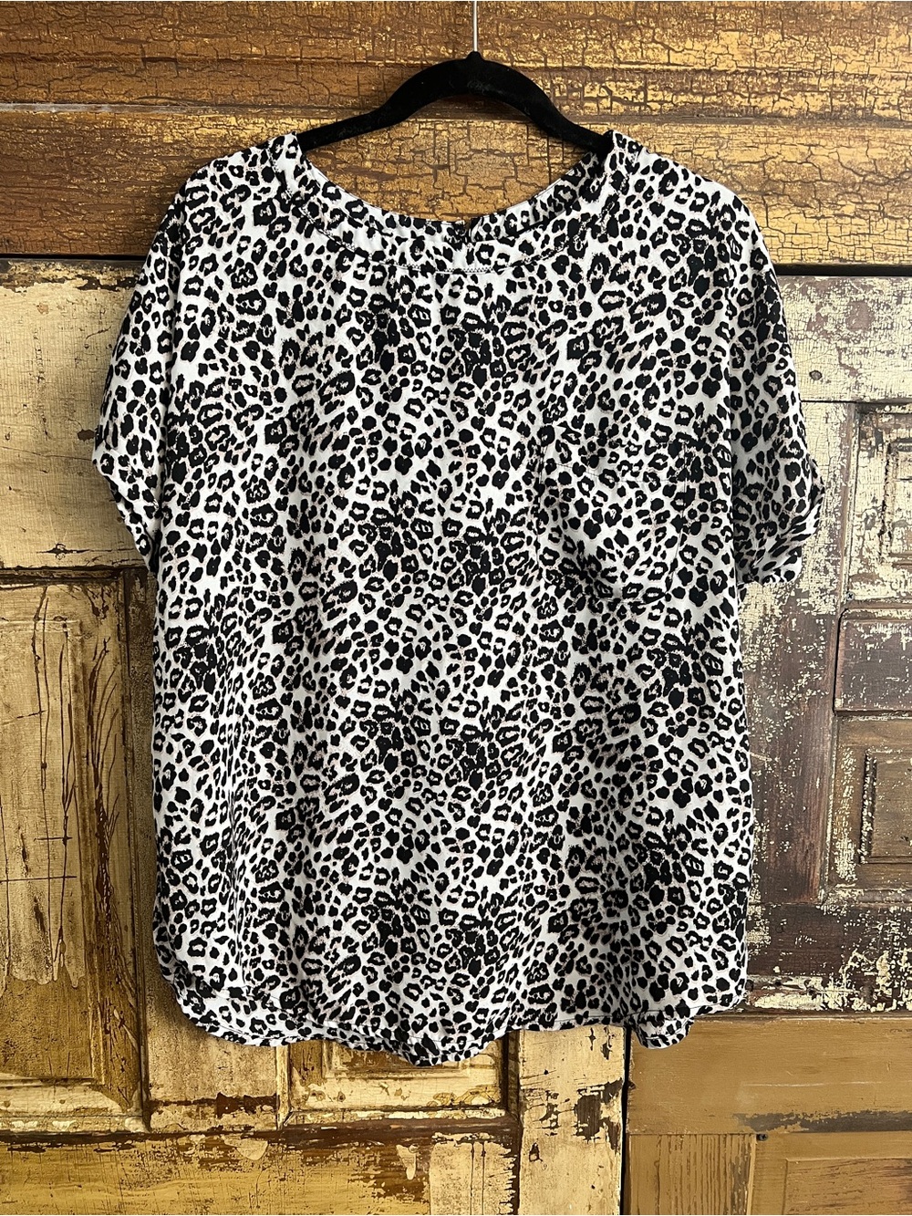 Buffalo David Bitton Leopard Print Blouse | Animal Print Work Top | Size L
